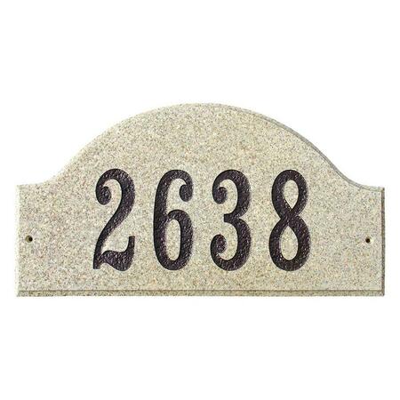 QUALARC 9 in. Ridgecrest Arch Sand Granite Polished Stone Color Solid Granite Address Plaque RID-4703-SP